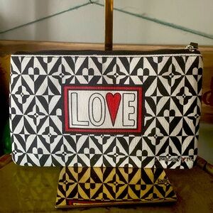 Brighton LOVE Heart Canvas Zipper Pouch Cosmetic Bag Pencil/Pen Holder